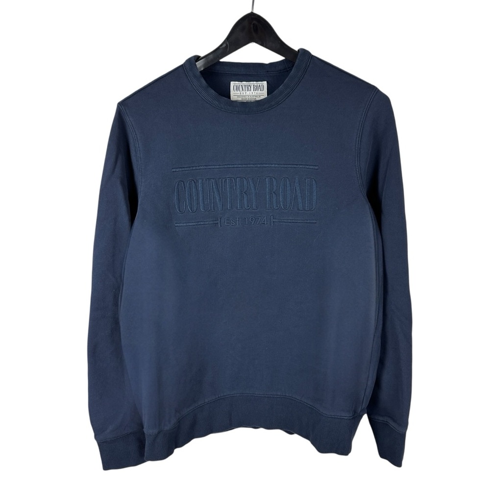 Mens Y2K Country Road Australia Blue Embroidered Logo Sweatshirt Size XS